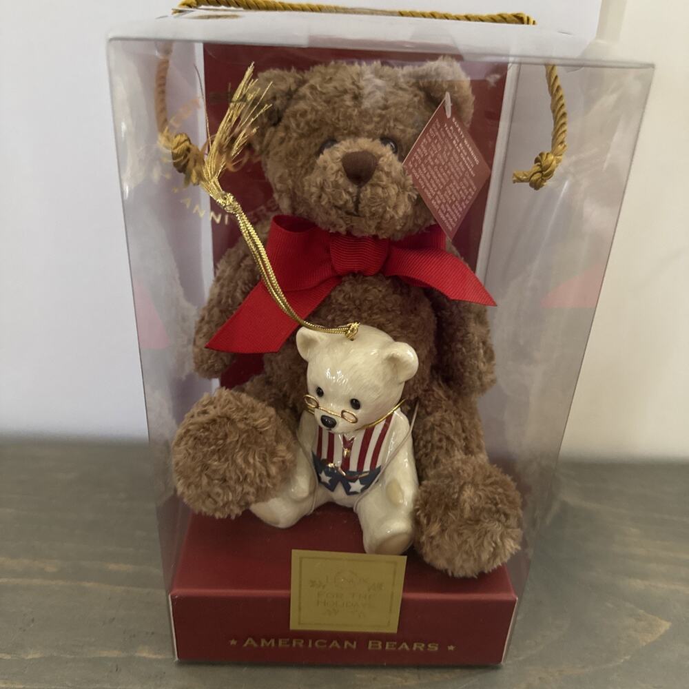Lenox American Bears Teddy Bear 100th Anniversary Plush & Patriotic Bear New